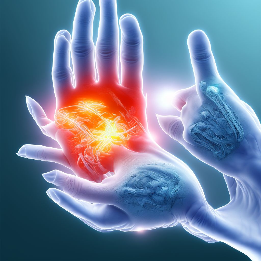 Strain of flexor muscle, fascia and tendon of left index finger at wrist and hand level, sequela digital illustration