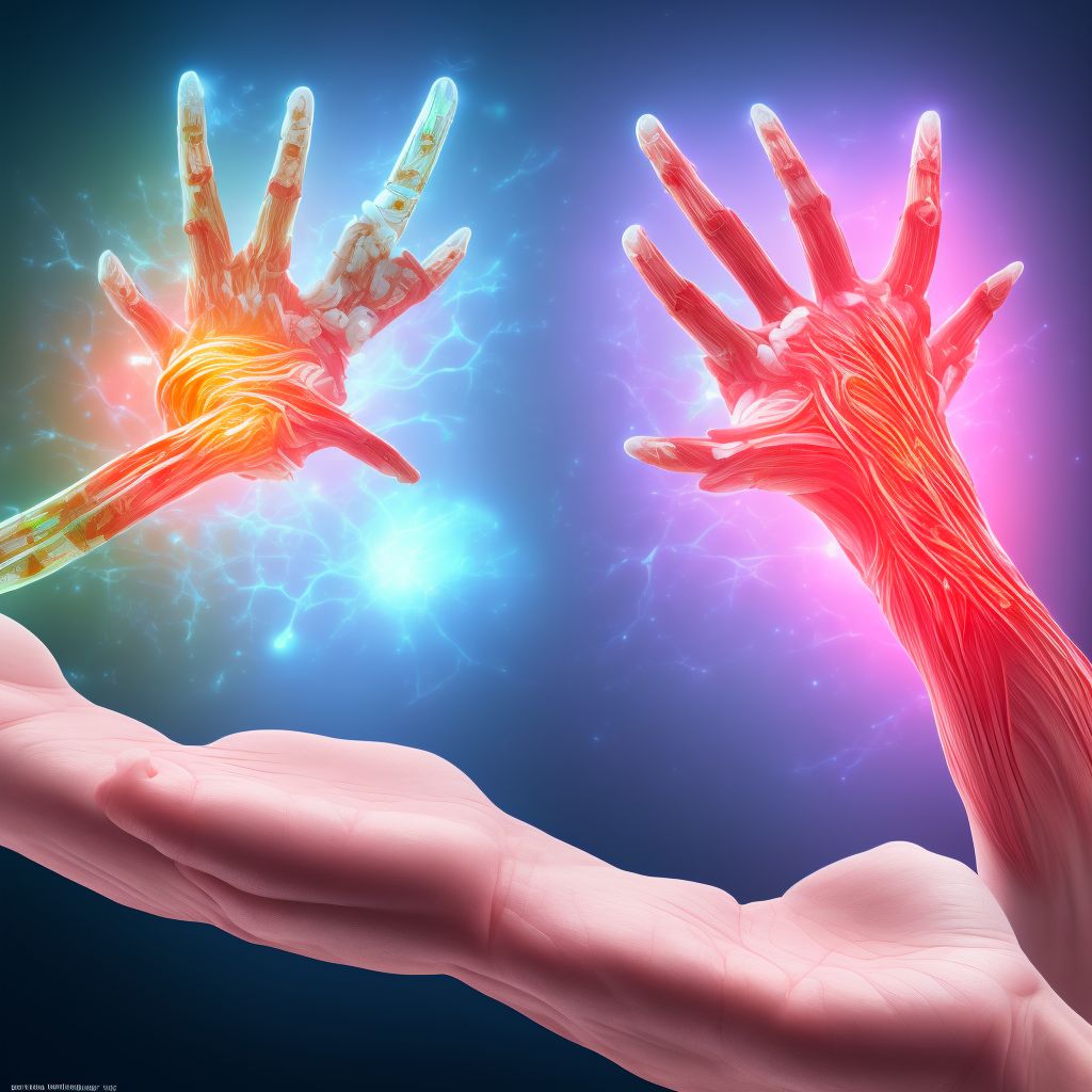 Strain of flexor muscle, fascia and tendon of other finger at wrist and hand level, sequela digital illustration