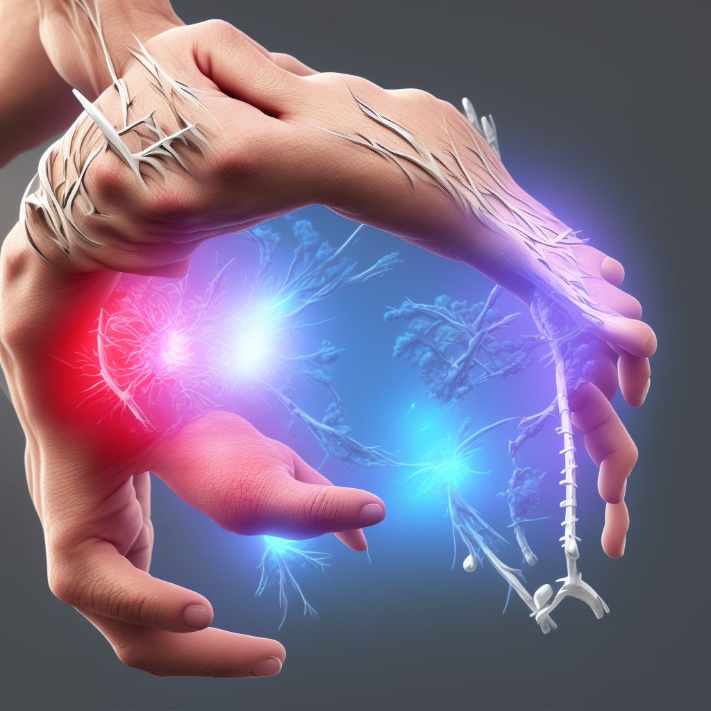 Strain of flexor muscle, fascia and tendon of unspecified finger at wrist and hand level, sequela digital illustration