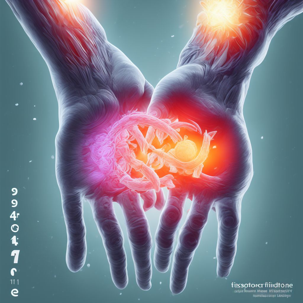 Other injury of flexor muscle, fascia and tendon of left index finger at wrist and hand level, subsequent encounter digital illustration