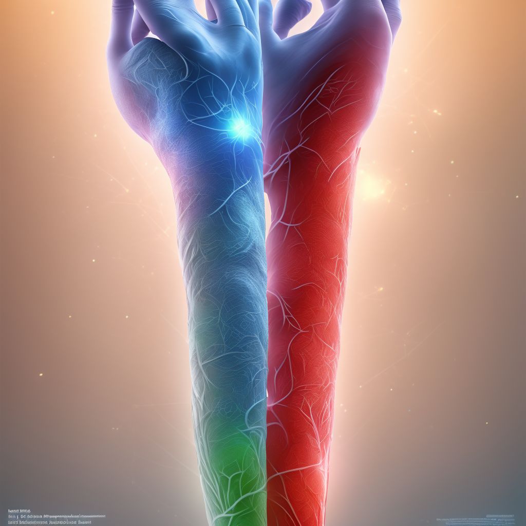 Laceration of extensor muscle, fascia and tendon of right thumb at wrist and hand level, sequela digital illustration