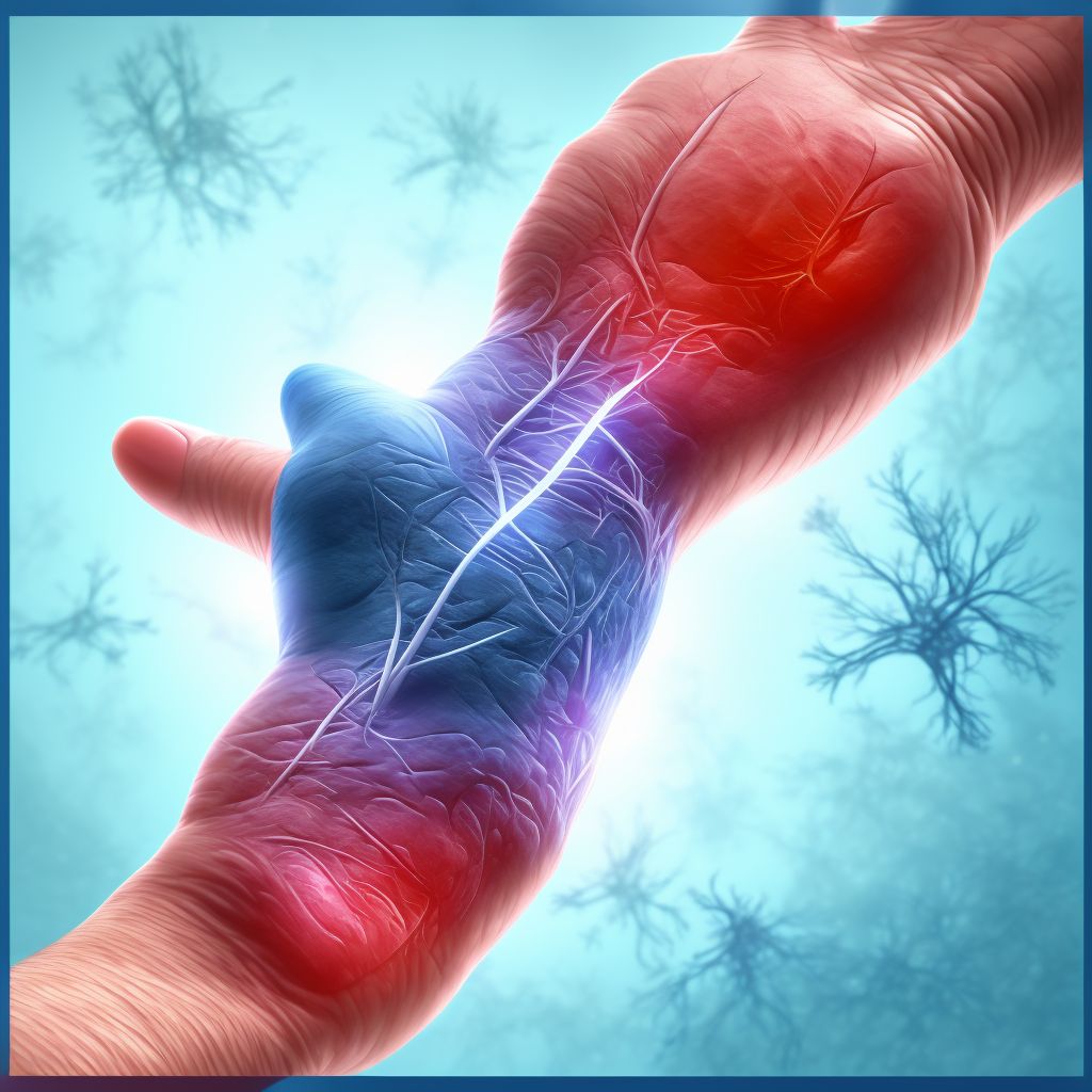 Unspecified injury of extensor muscle, fascia and tendon of right little finger at wrist and hand level, sequela digital illustration