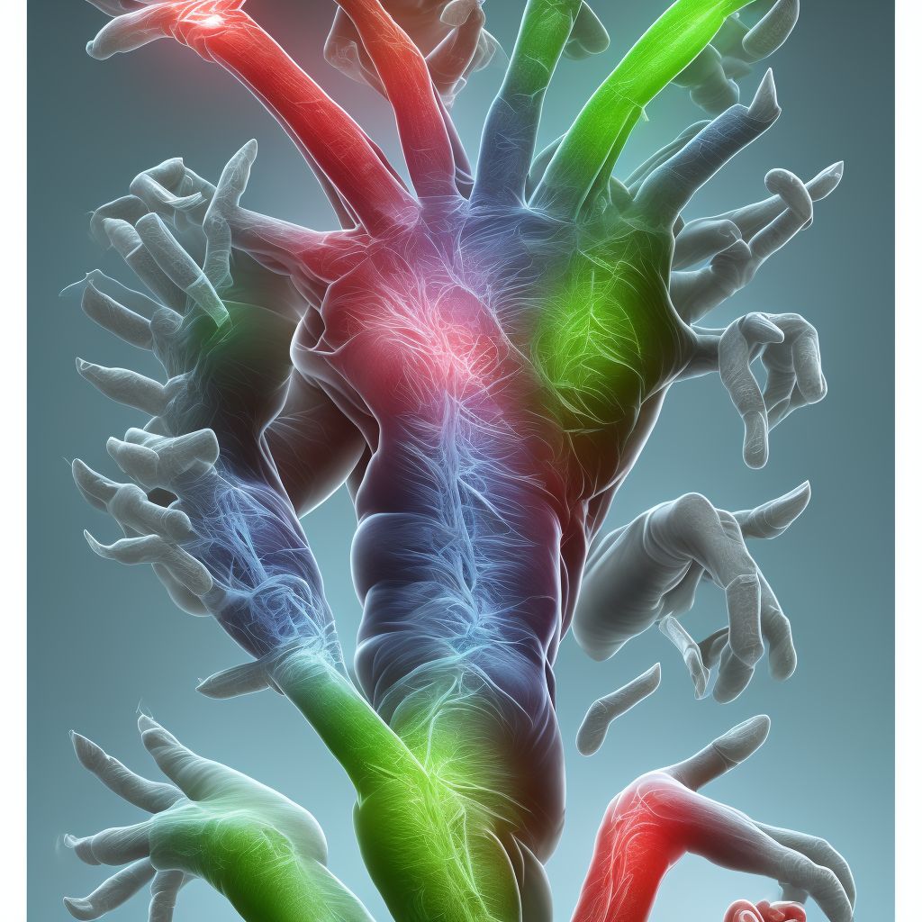 Unspecified injury of extensor muscle, fascia and tendon of left little finger at wrist and hand level, sequela digital illustration