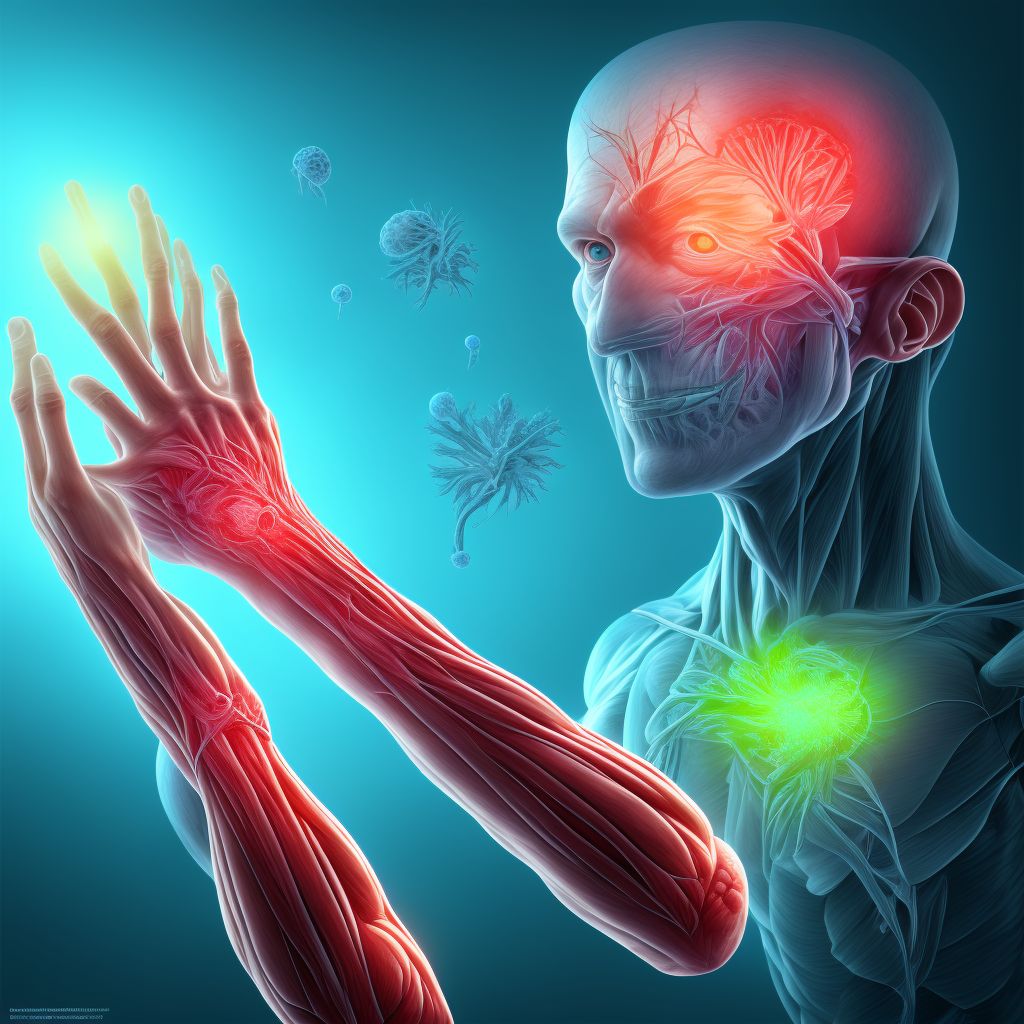 Strain of extensor muscle, fascia and tendon of left index finger at wrist and hand level, subsequent encounter digital illustration