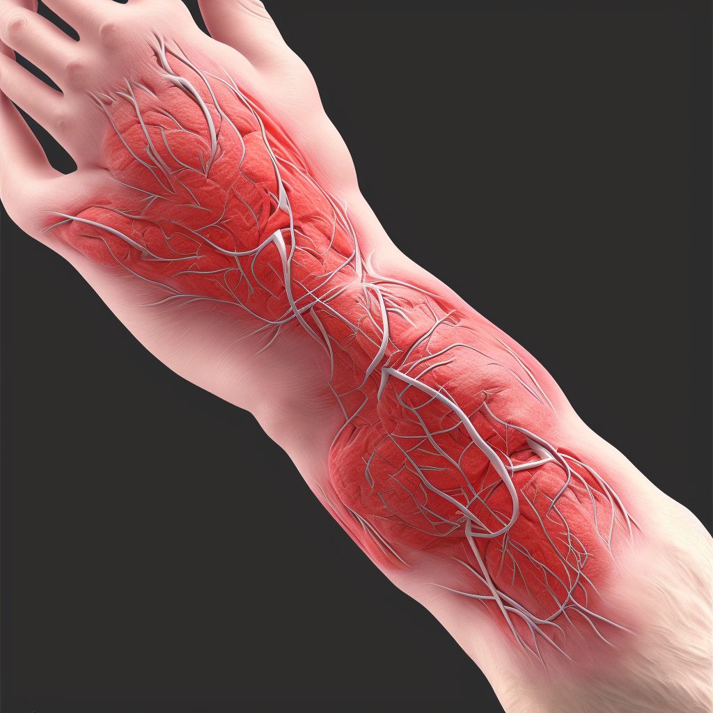 Strain of extensor muscle, fascia and tendon of left index finger at wrist and hand level, sequela digital illustration