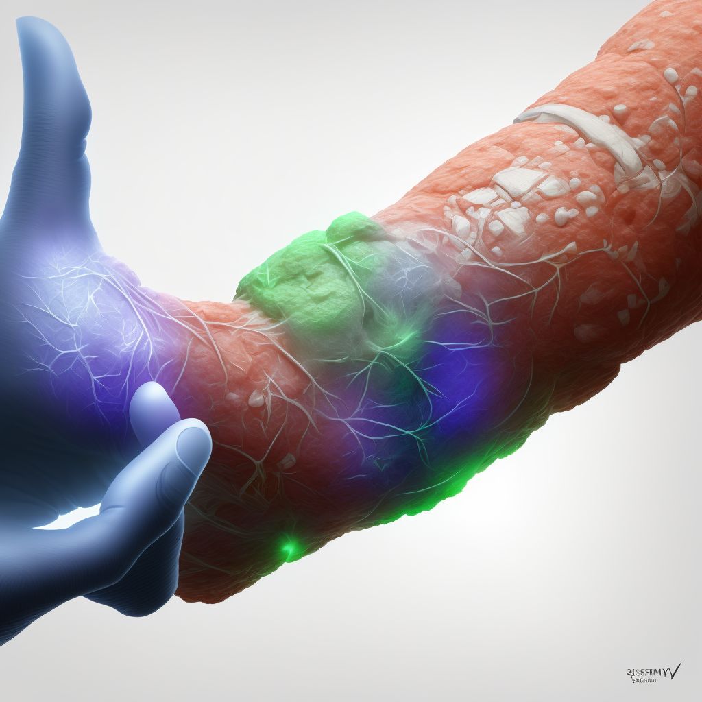 Strain of extensor muscle, fascia and tendon of right little finger at wrist and hand level, sequela digital illustration