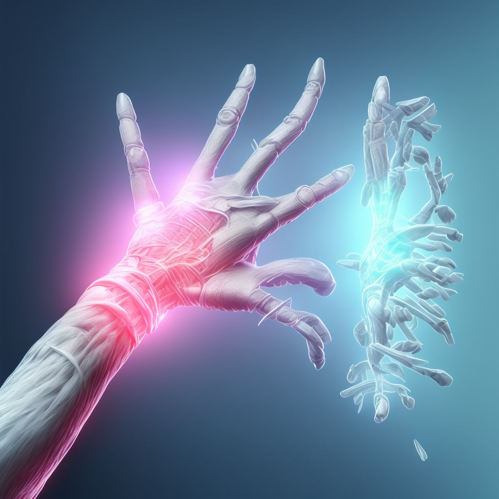 Strain of extensor muscle, fascia and tendon of unspecified finger at wrist and hand level, initial encounter digital illustration