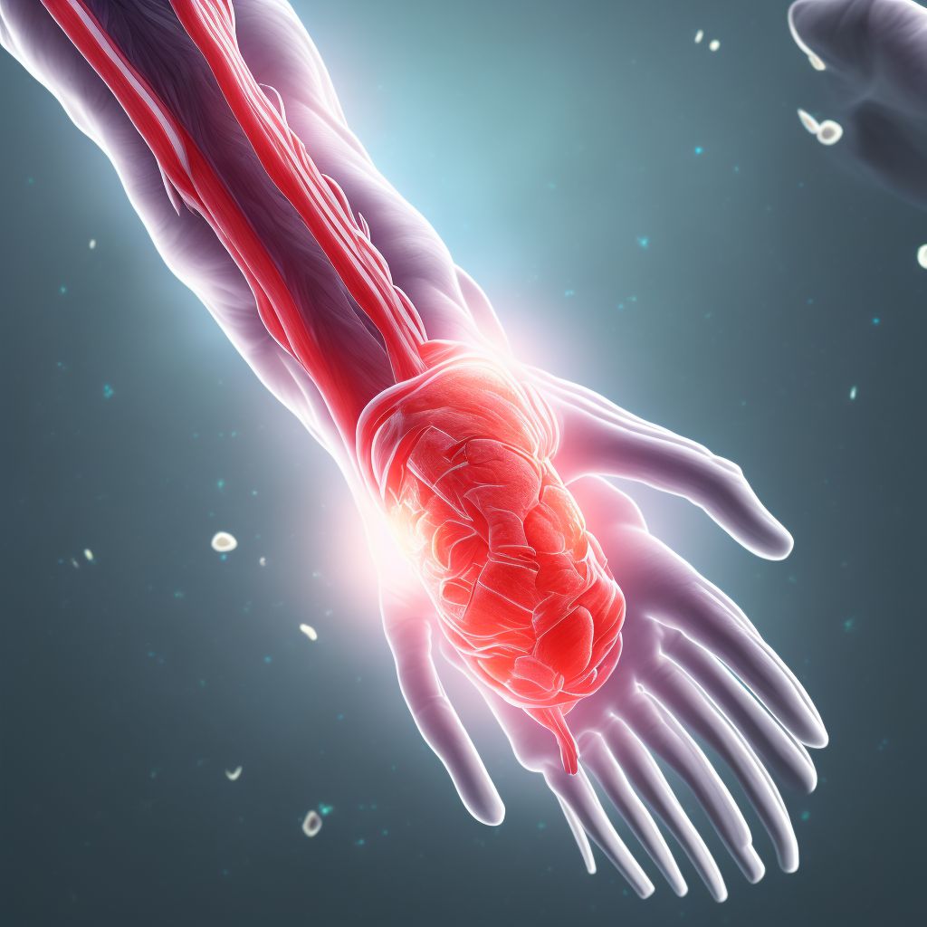 Strain of extensor muscle, fascia and tendon of unspecified finger at wrist and hand level, subsequent encounter digital illustration