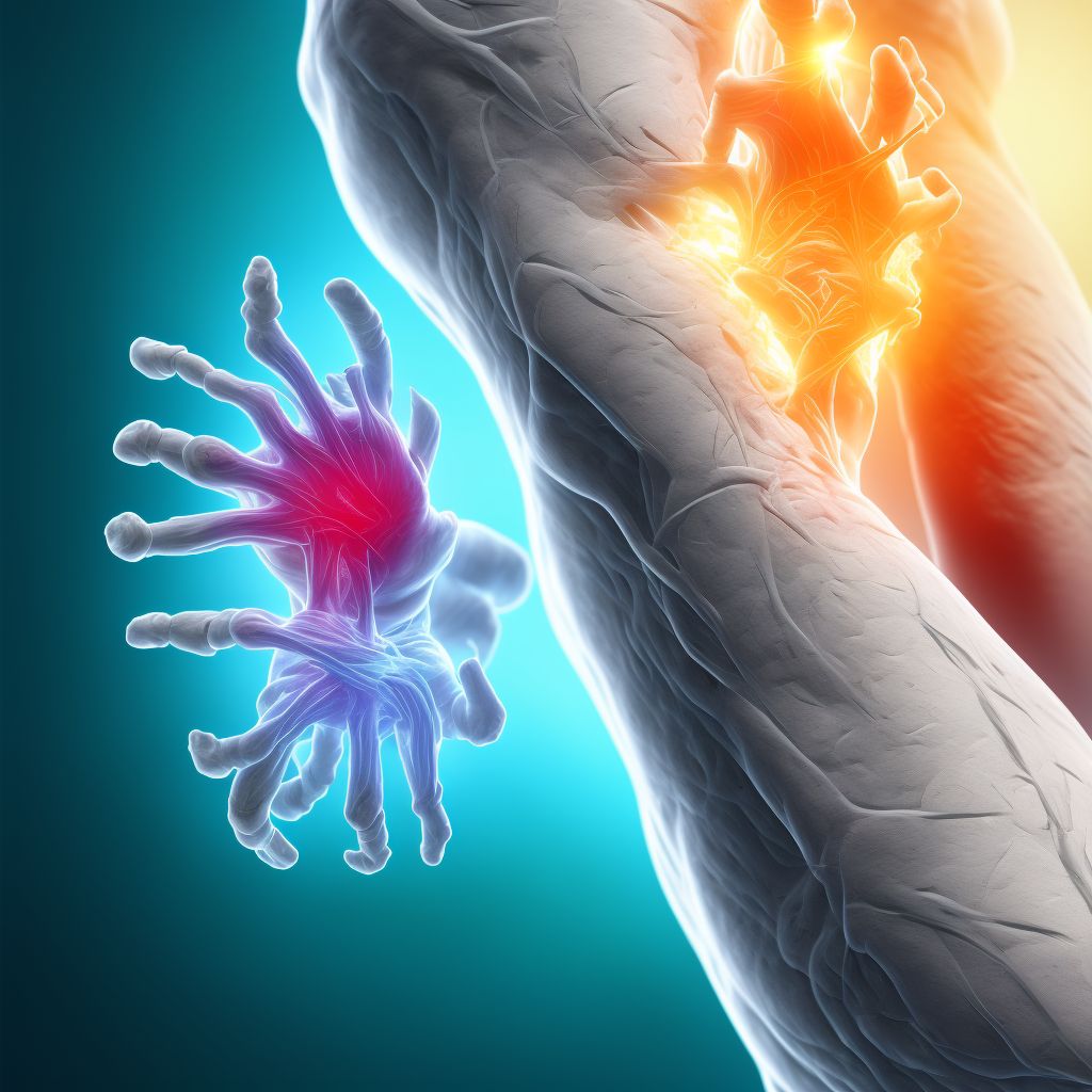 Strain of extensor muscle, fascia and tendon of unspecified finger at wrist and hand level, sequela digital illustration