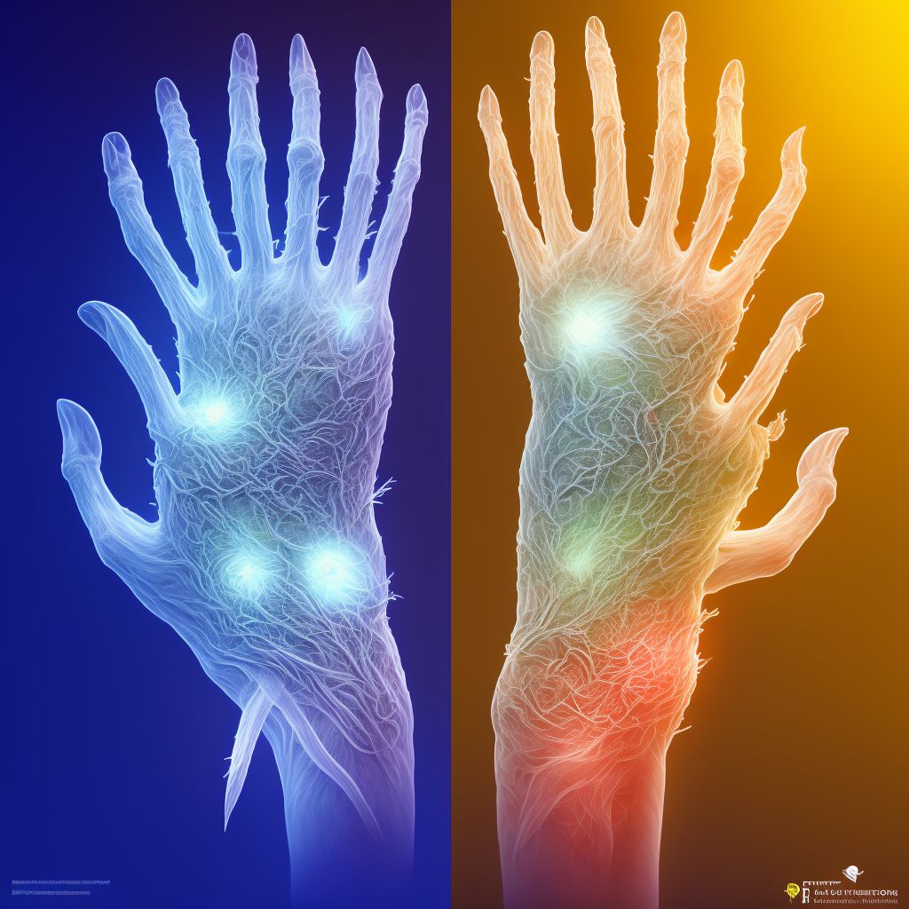 Laceration of extensor muscle, fascia and tendon of right index finger at wrist and hand level, sequela digital illustration