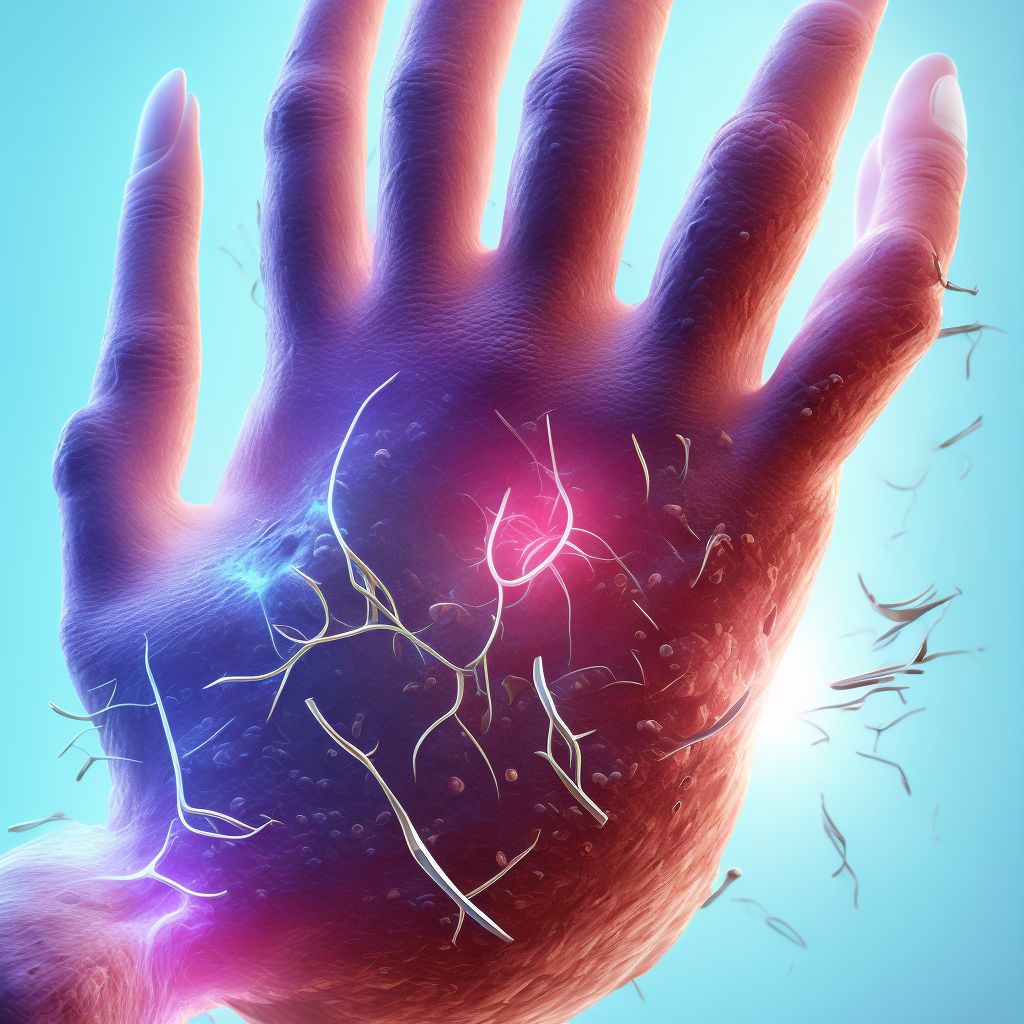 Laceration of extensor muscle, fascia and tendon of left ring finger at wrist and hand level, initial encounter digital illustration