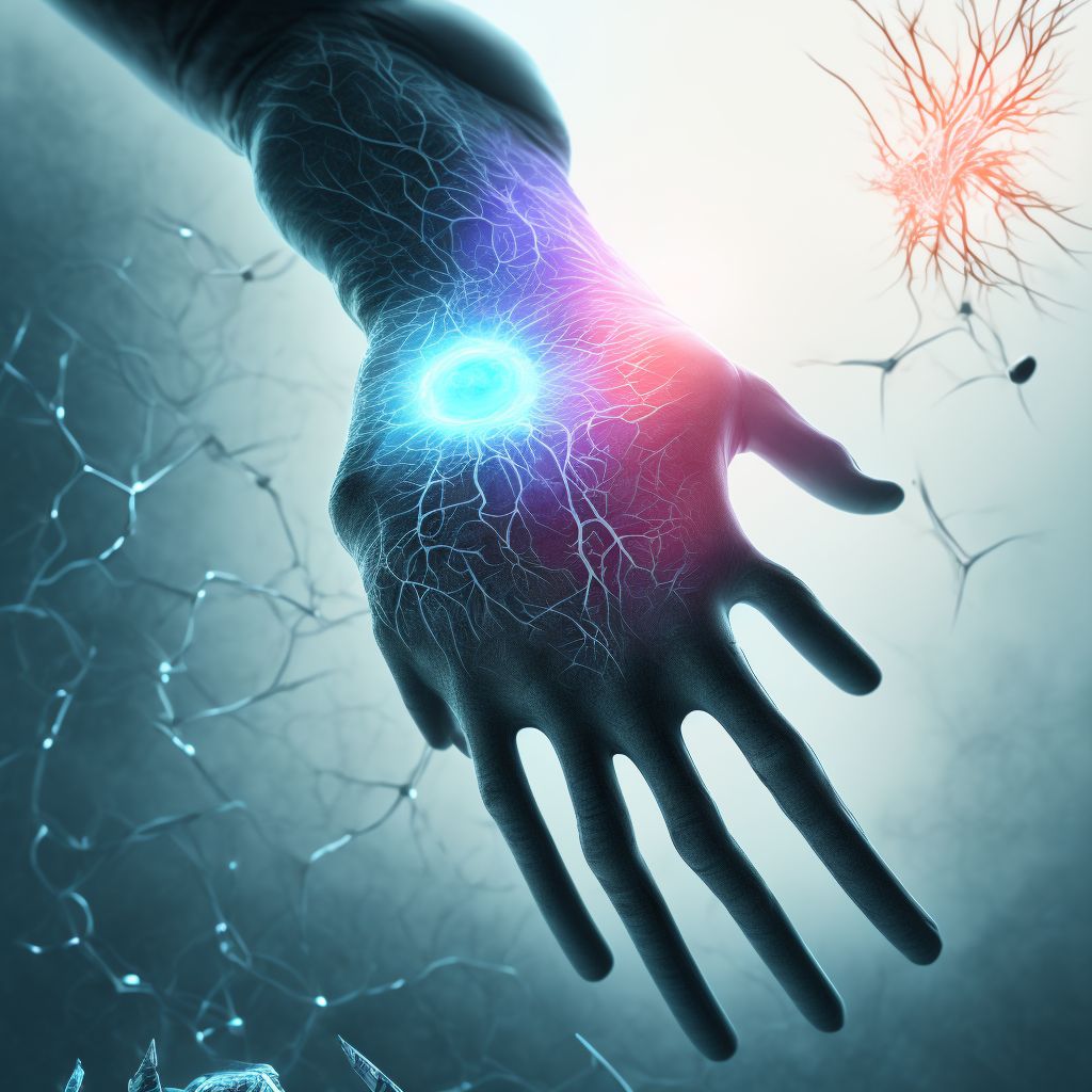 Laceration of extensor muscle, fascia and tendon of left ring finger at wrist and hand level, subsequent encounter digital illustration