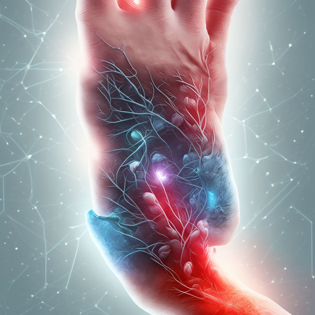 Laceration of extensor muscle, fascia and tendon of left little finger at wrist and hand level, initial encounter digital illustration