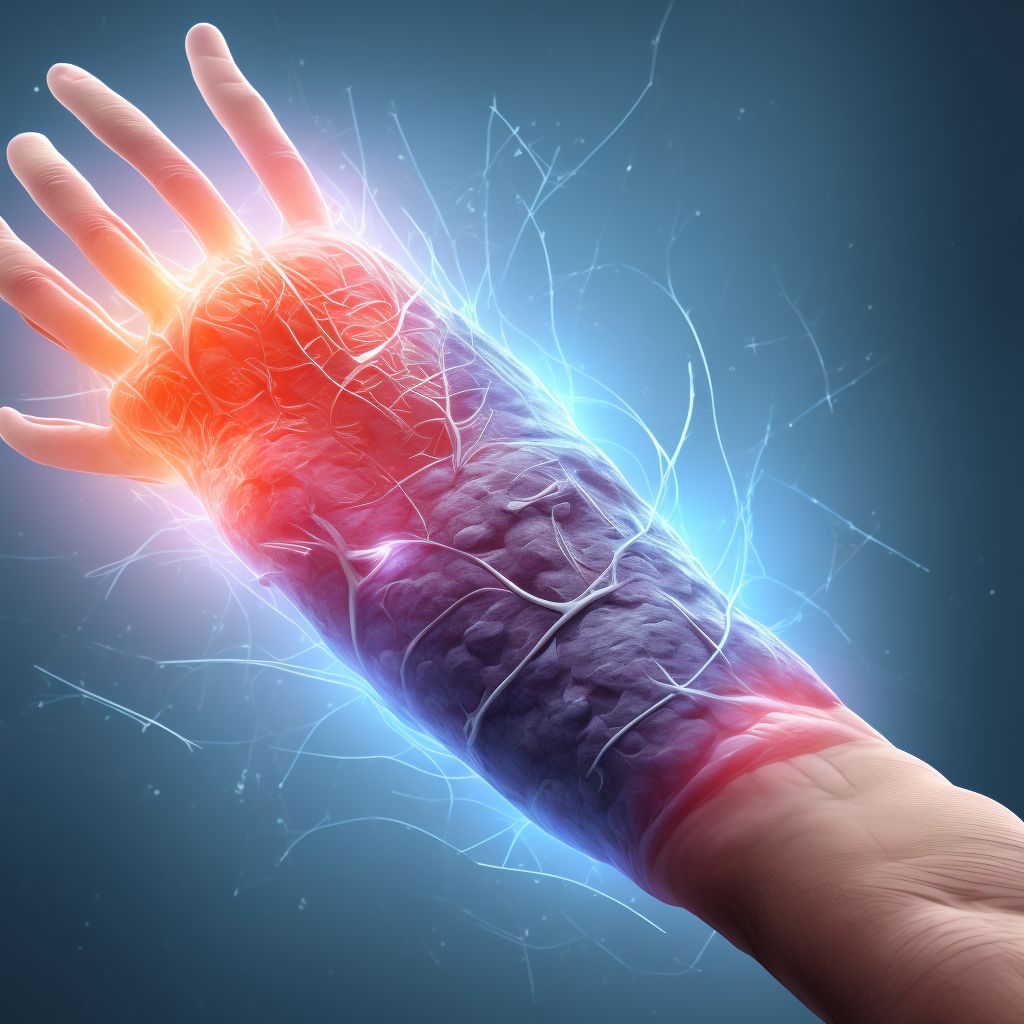 Laceration of extensor muscle, fascia and tendon of other finger at wrist and hand level, sequela digital illustration