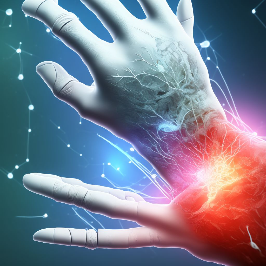 Laceration of extensor muscle, fascia and tendon of unspecified finger at wrist and hand level, subsequent encounter digital illustration