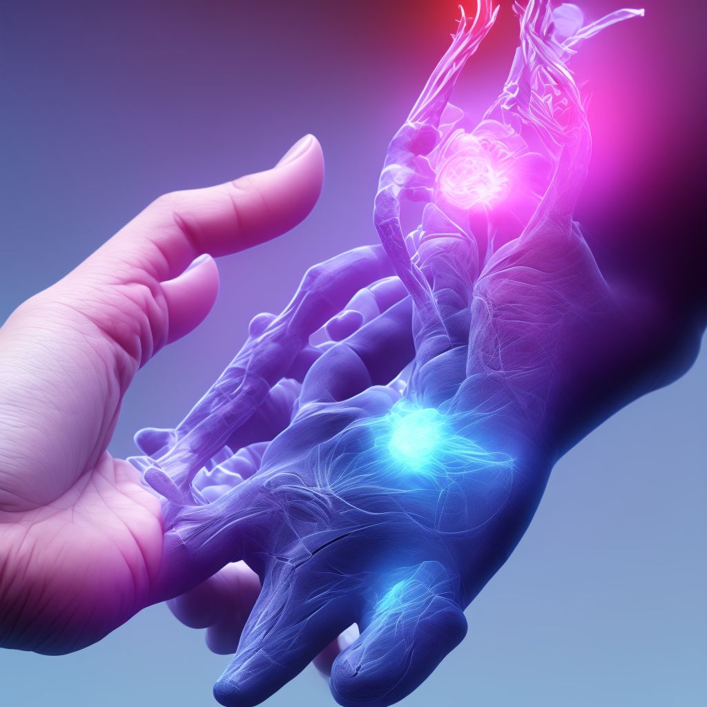 Other injury of extensor muscle, fascia and tendon of unspecified finger at wrist and hand level, sequela digital illustration