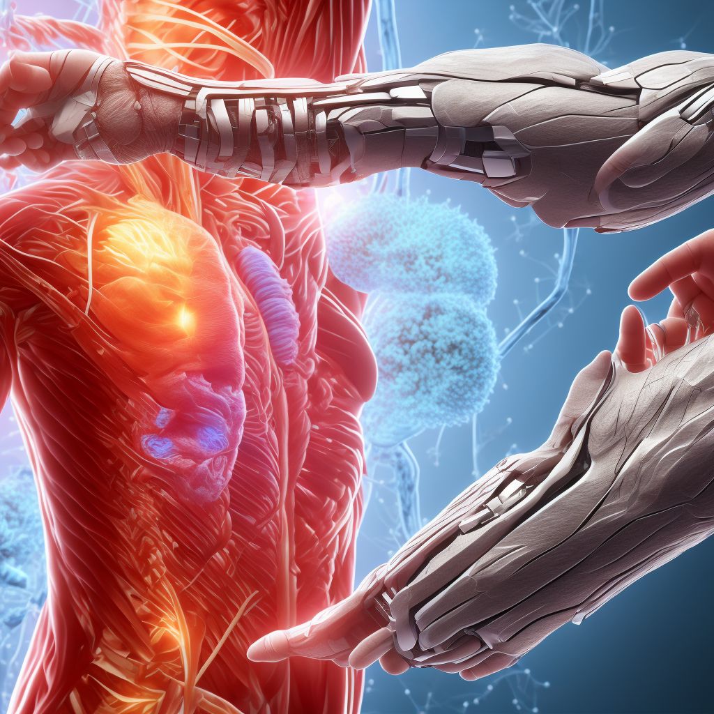 Strain of intrinsic muscle, fascia and tendon of left thumb at wrist and hand level, sequela digital illustration