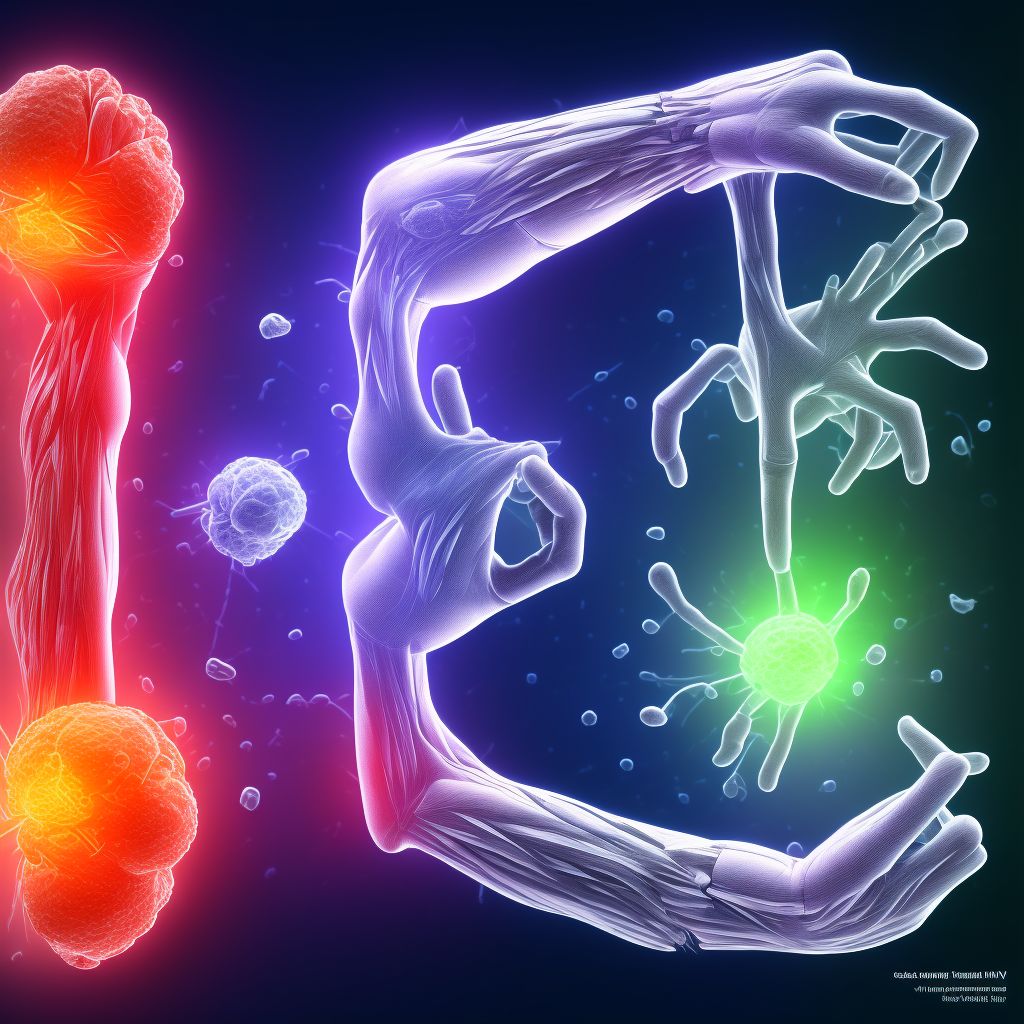 Strain of intrinsic muscle, fascia and tendon of unspecified thumb at wrist and hand level, sequela digital illustration