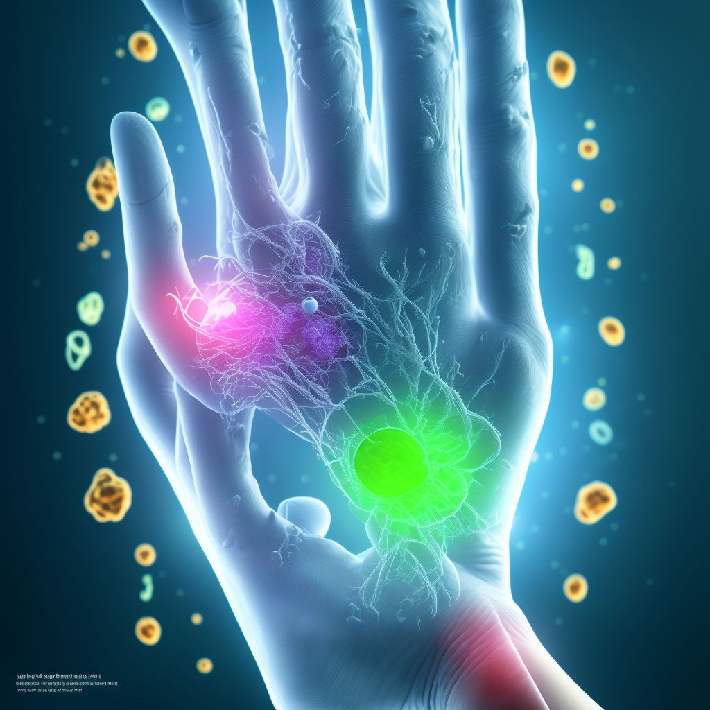 Unspecified injury of intrinsic muscle, fascia and tendon of unspecified finger at wrist and hand level, initial encounter digital illustration