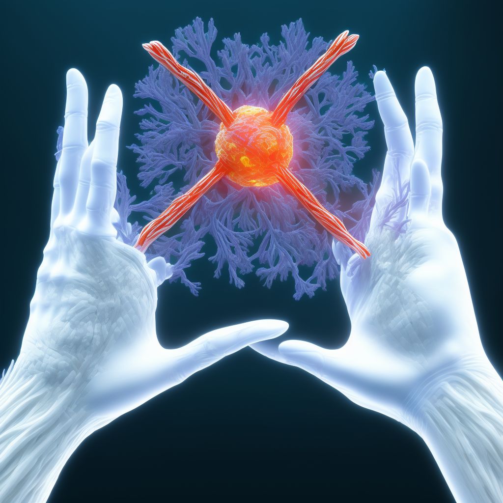 Strain of intrinsic muscle, fascia and tendon of other finger at wrist and hand level, initial encounter digital illustration