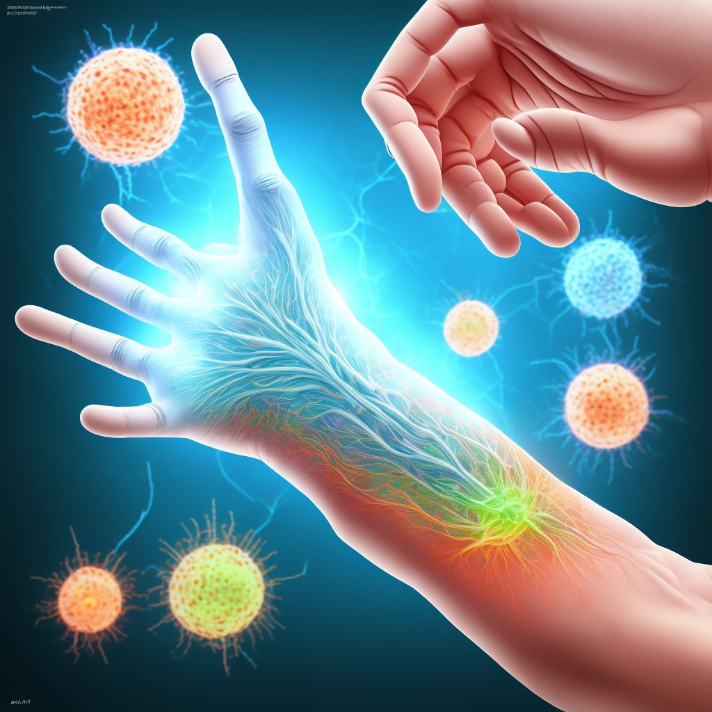 Strain of intrinsic muscle, fascia and tendon of unspecified finger at wrist and hand level, sequela digital illustration