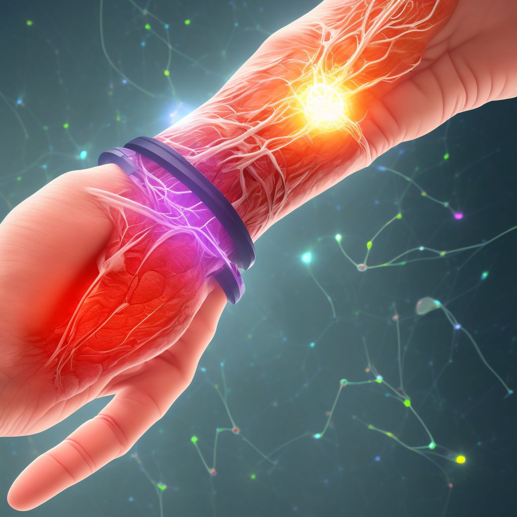 Laceration of intrinsic muscle, fascia and tendon of left index finger at wrist and hand level, sequela digital illustration