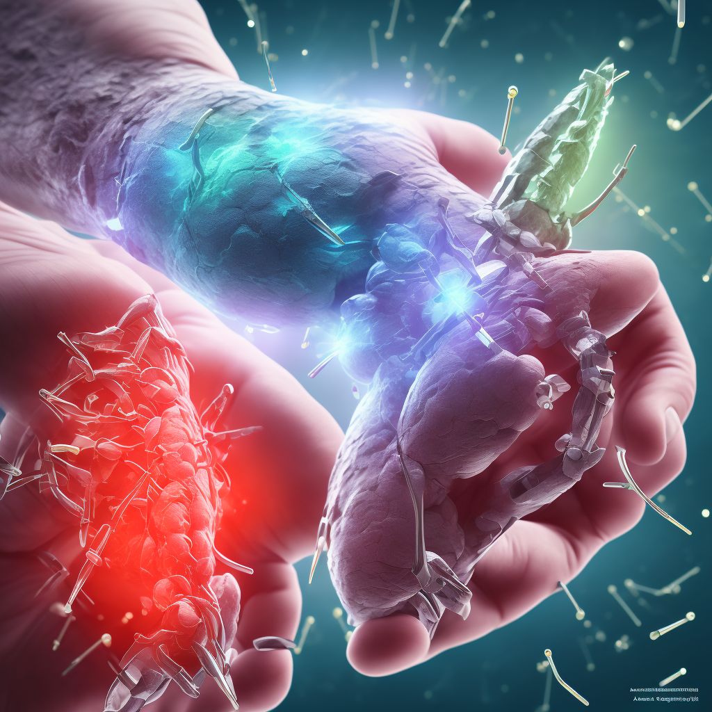 Laceration of other specified muscles, fascia and tendons at wrist and hand level, left hand, initial encounter digital illustration