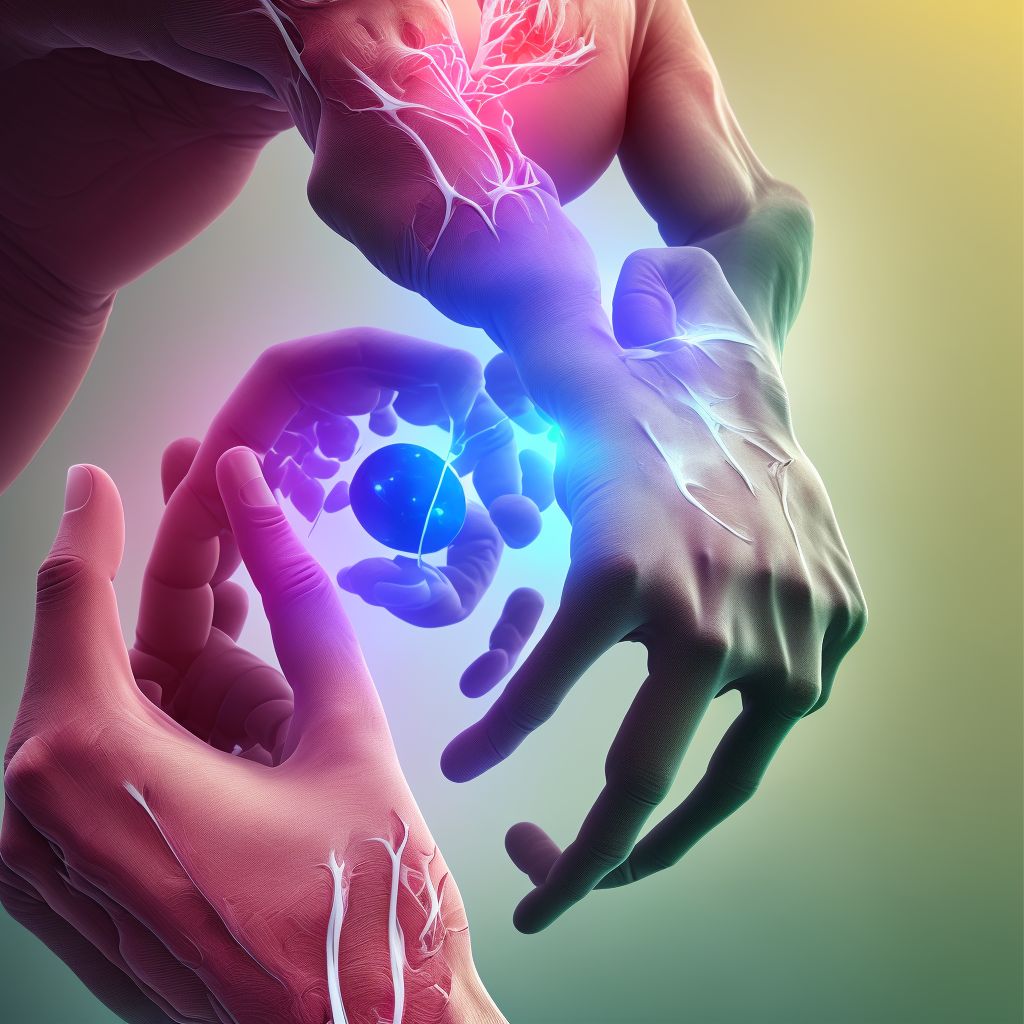 Unspecified injury of unspecified muscle, fascia and tendon at wrist and hand level, right hand, sequela digital illustration