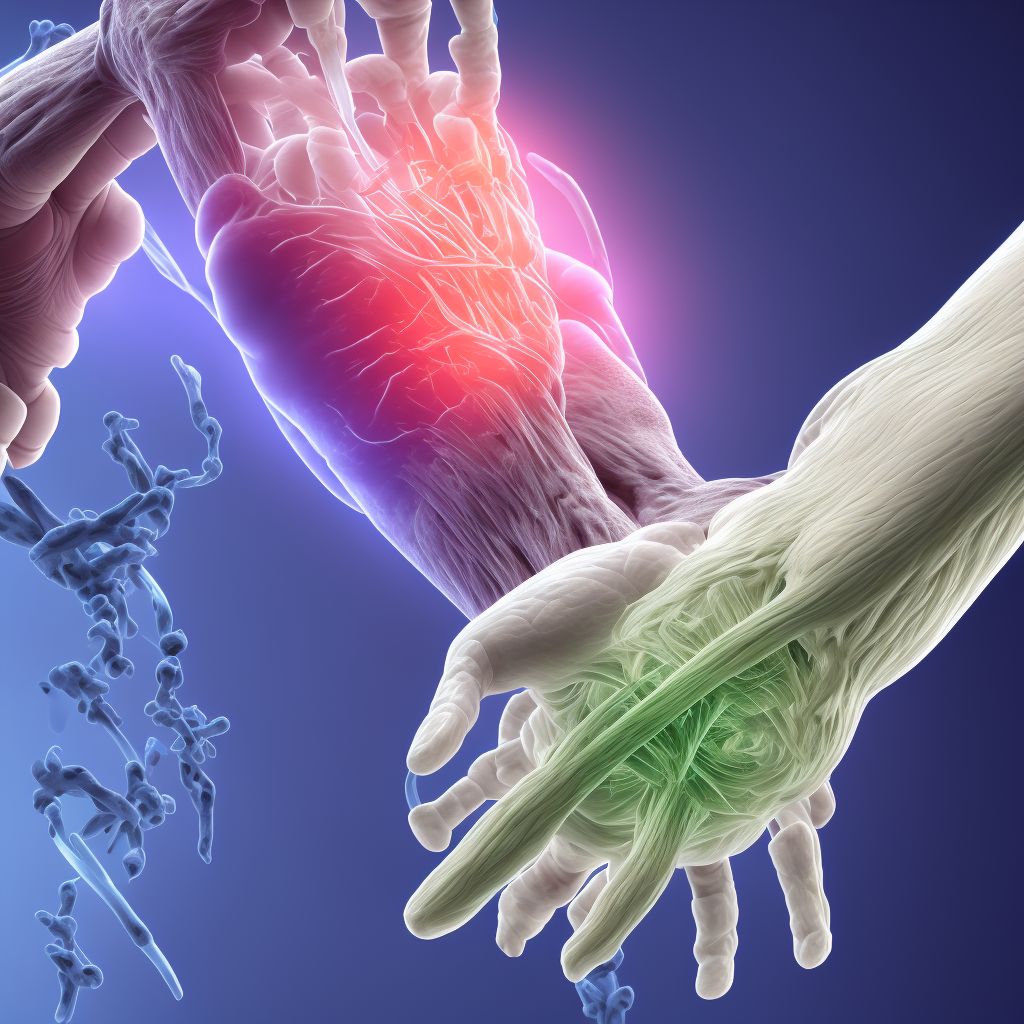 Strain of unspecified muscle, fascia and tendon at wrist and hand level, right hand, sequela digital illustration