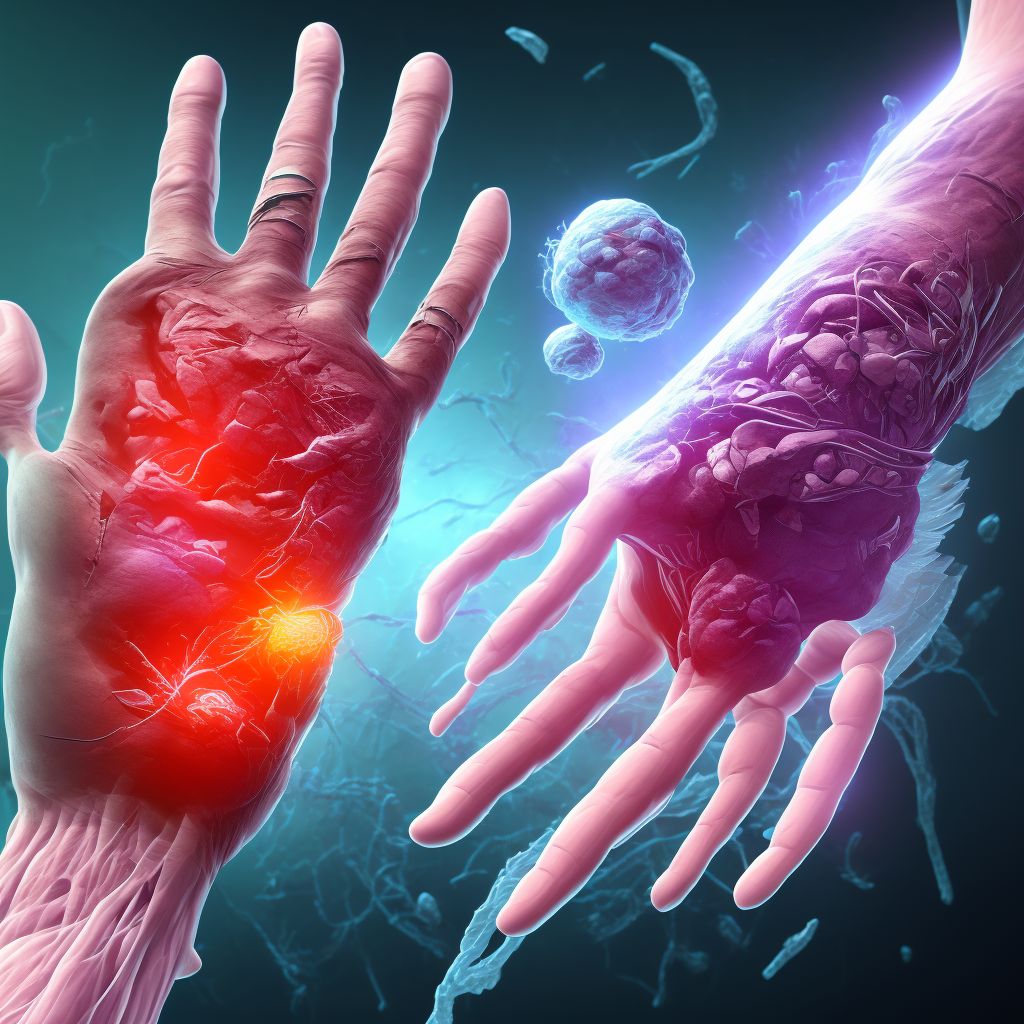 Laceration of unspecified muscle, fascia and tendon at wrist and hand level, left hand, initial encounter digital illustration