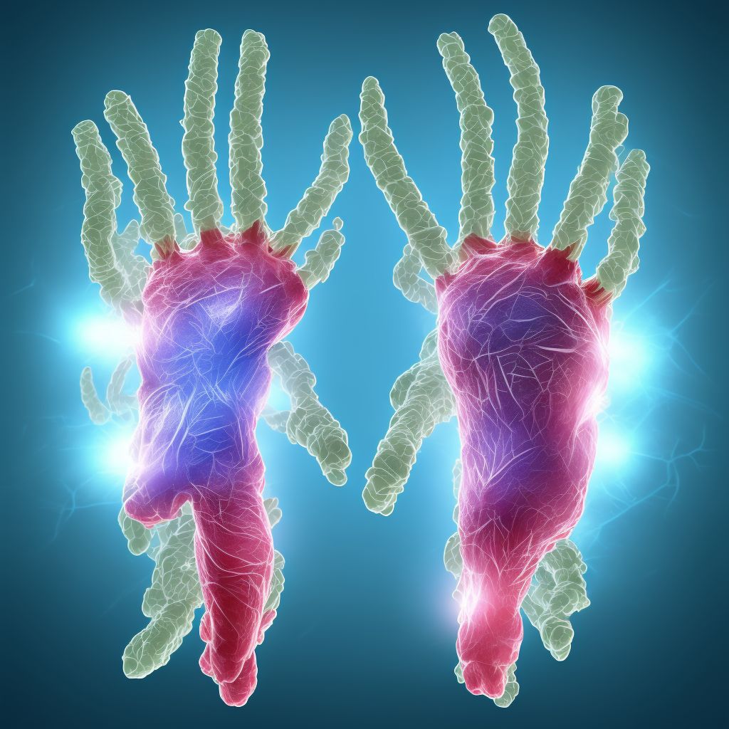 Laceration of unspecified muscle, fascia and tendon at wrist and hand level, unspecified hand, sequela digital illustration