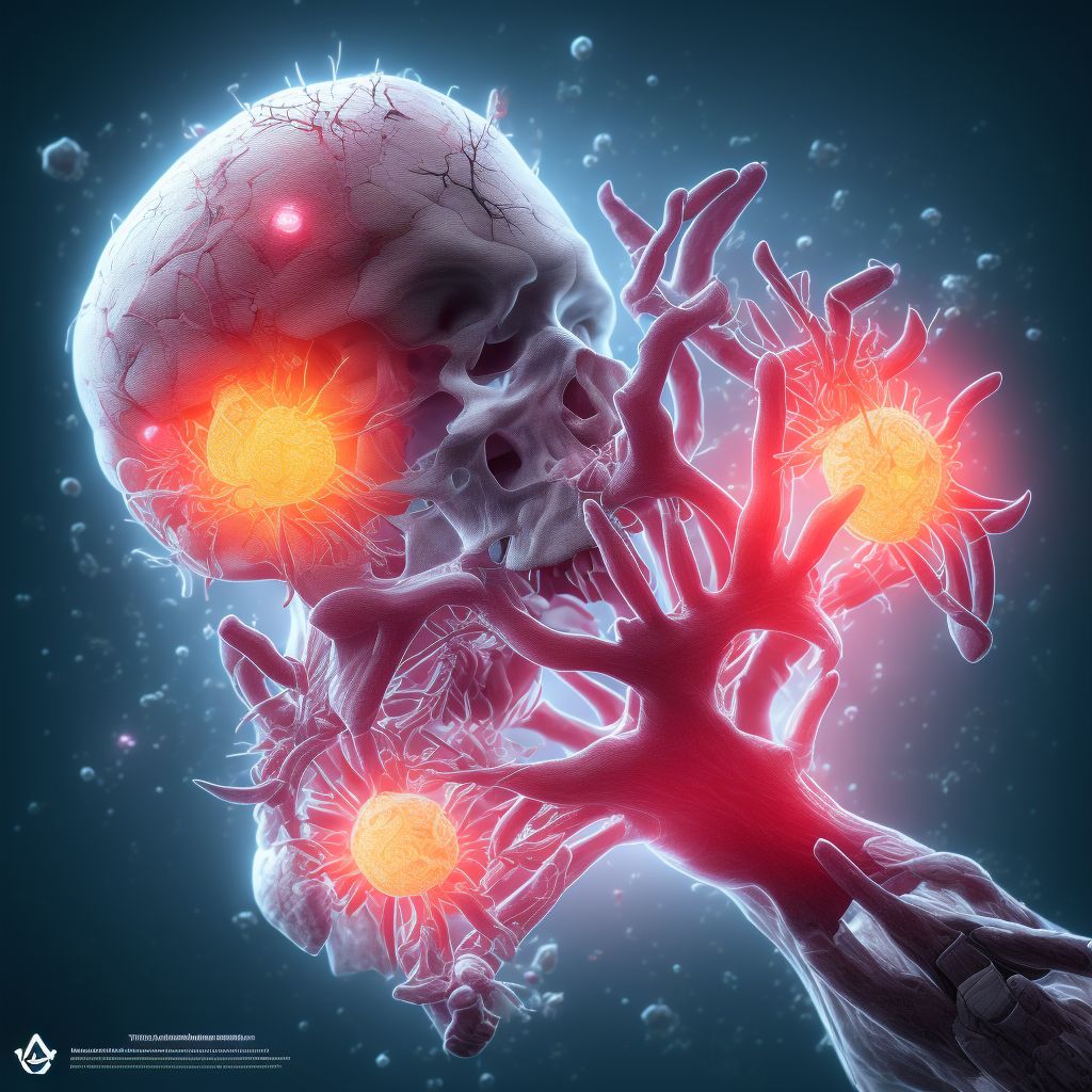 Partial traumatic metacarpophalangeal amputation of right middle finger, sequela digital illustration