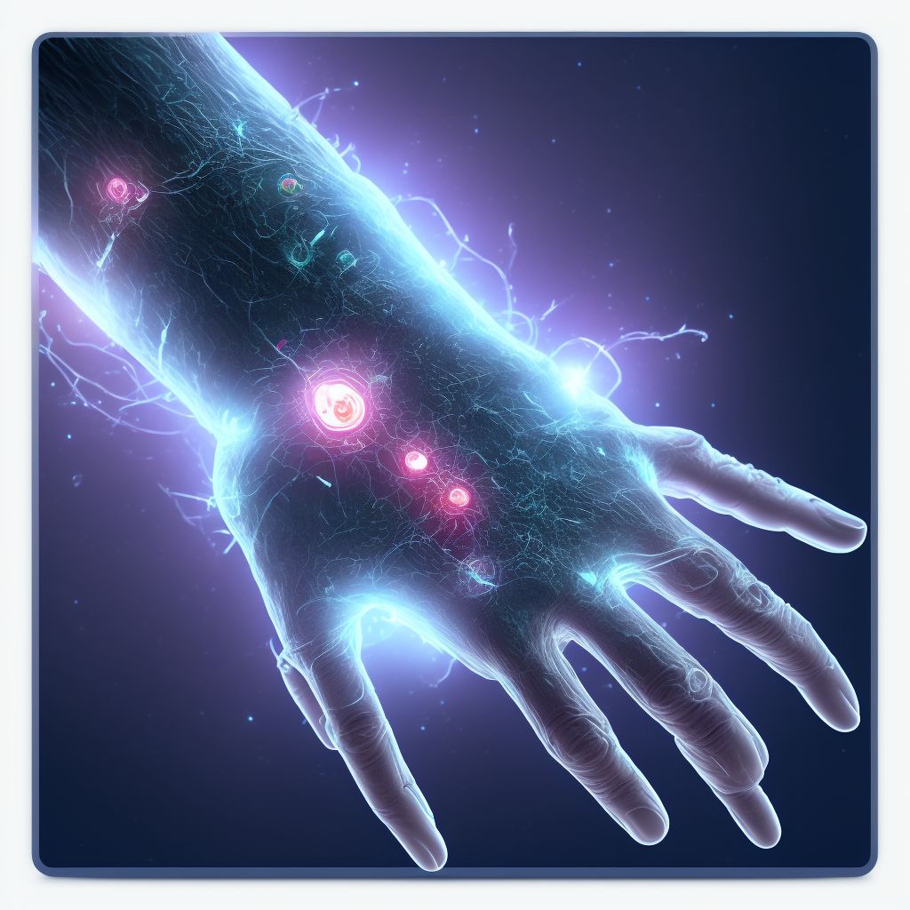 Complete traumatic amputation of unspecified hand at wrist level, sequela digital illustration