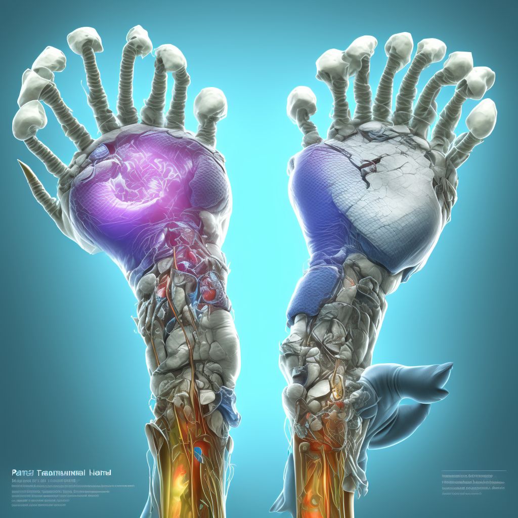 Partial traumatic transmetacarpal amputation of right hand, sequela digital illustration