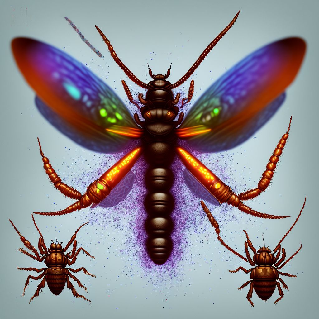 Insect bite (nonvenomous), unspecified hip, initial encounter digital illustration