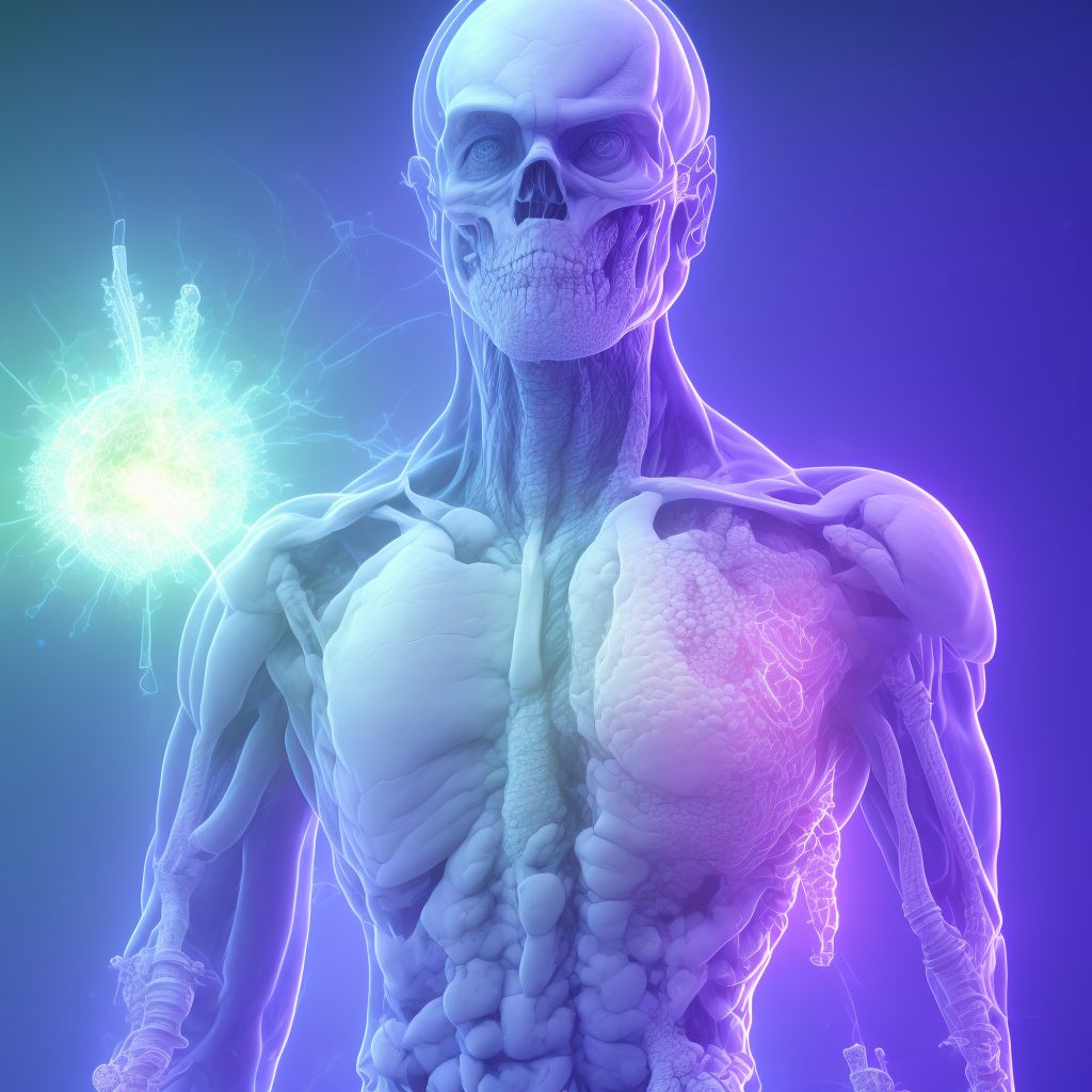 Blister (nonthermal), left thigh, initial encounter digital illustration