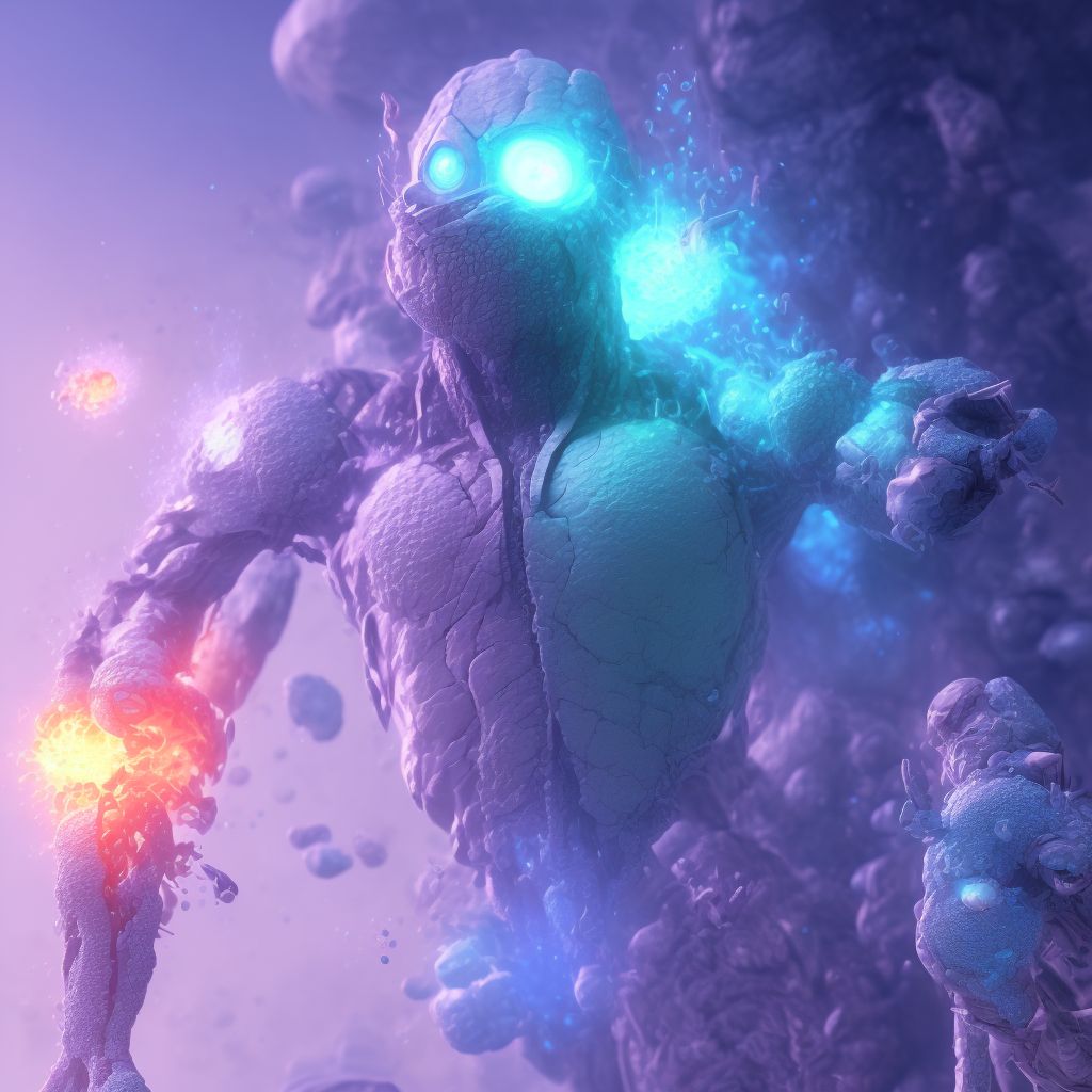 Blister (nonthermal), left thigh, subsequent encounter digital illustration