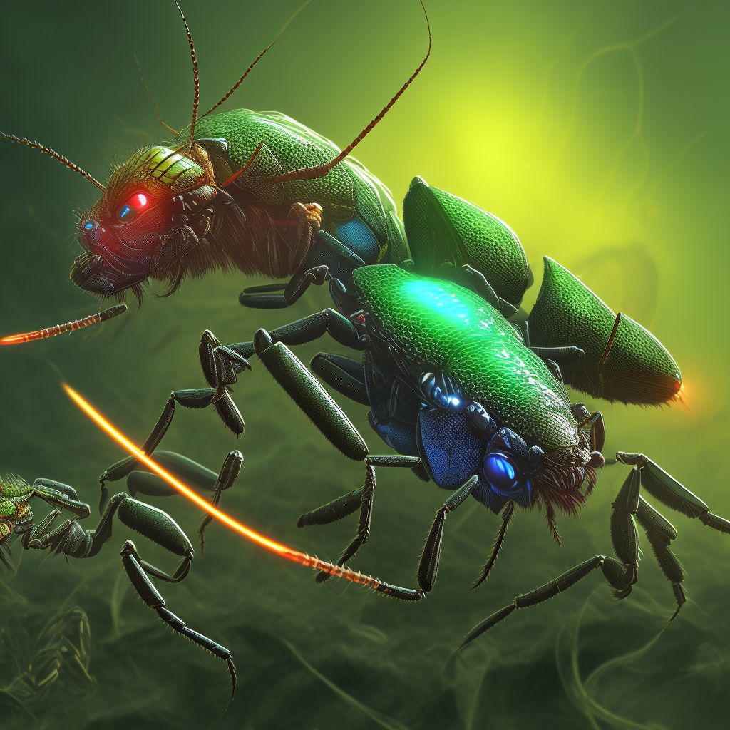 Insect bite (nonvenomous), right thigh, initial encounter digital illustration