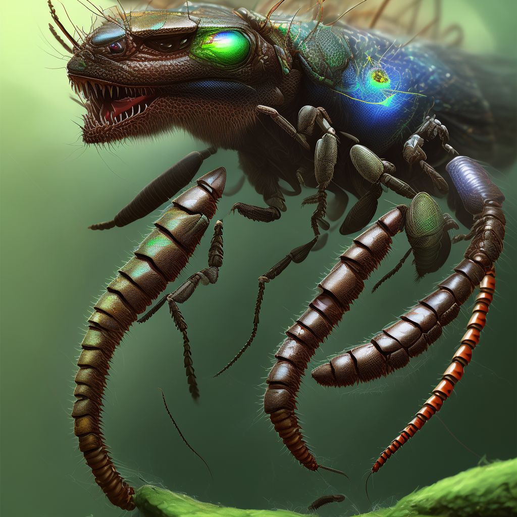 Insect bite (nonvenomous), right thigh, subsequent encounter digital illustration