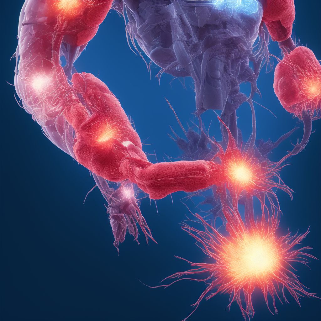 Puncture wound with foreign body, unspecified thigh, initial encounter digital illustration