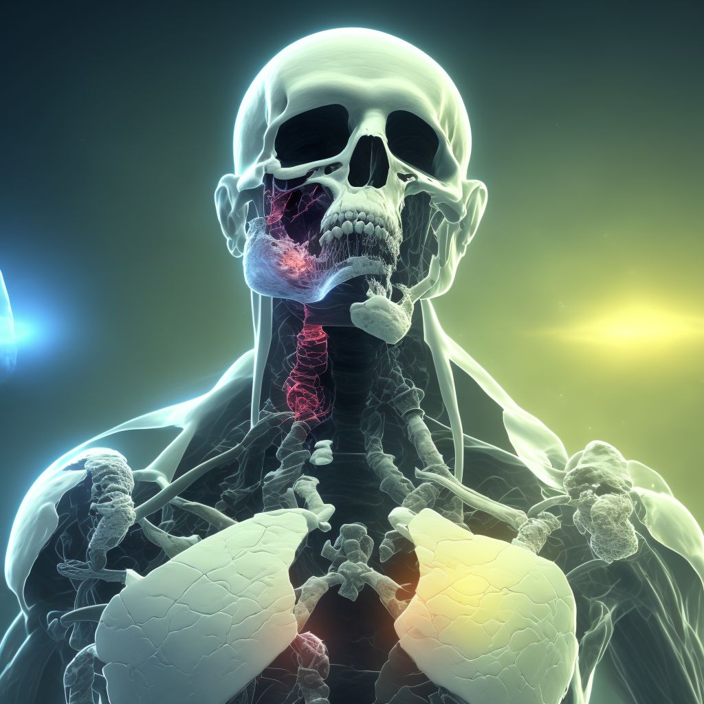 Fracture of unspecified part of neck of unspecified femur, subsequent encounter for open fracture type IIIA, IIIB, or IIIC with routine healing digital illustration