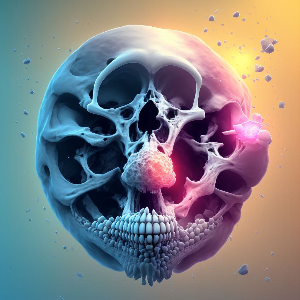 Nondisplaced midcervical fracture of right femur, subsequent encounter for open fracture type I or II with delayed healing digital illustration