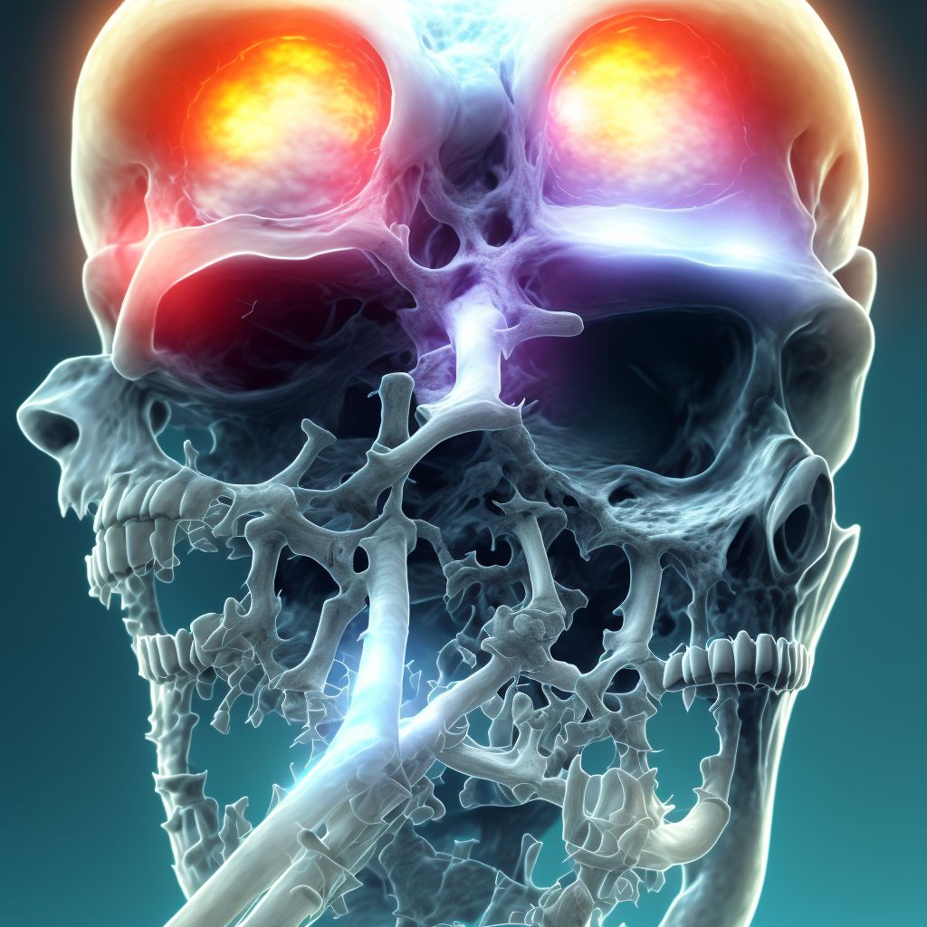 Nondisplaced midcervical fracture of right femur, subsequent encounter for open fracture type IIIA, IIIB, or IIIC with delayed healing digital illustration