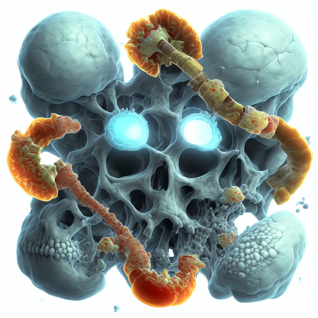 Nondisplaced midcervical fracture of unspecified femur, subsequent encounter for open fracture type IIIA, IIIB, or IIIC with malunion digital illustration