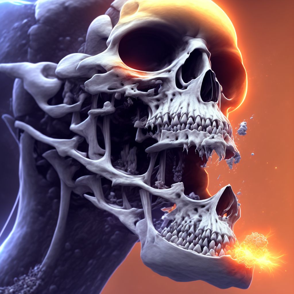 Nondisplaced fracture of base of neck of left femur, subsequent encounter for open fracture type IIIA, IIIB, or IIIC with malunion digital illustration