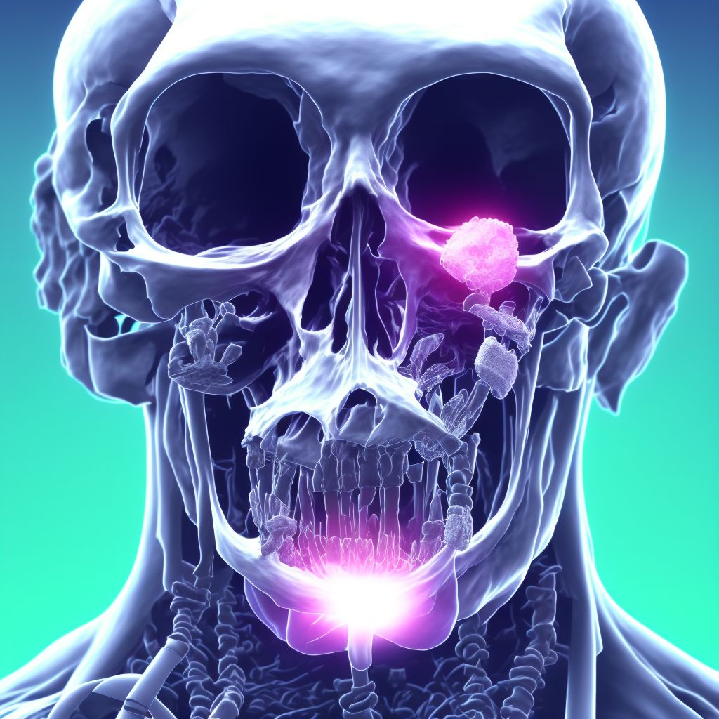 Unspecified fracture of head of right femur, subsequent encounter for open fracture type IIIA, IIIB, or IIIC with delayed healing digital illustration