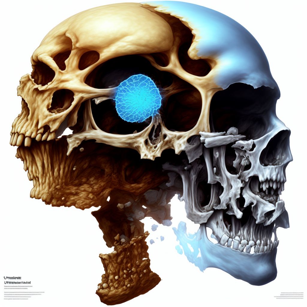 Unspecified fracture of head of left femur, initial encounter for open fracture type IIIA, IIIB, or IIIC digital illustration