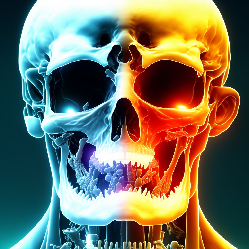 Displaced articular fracture of head of right femur, initial encounter for open fracture type I or II digital illustration