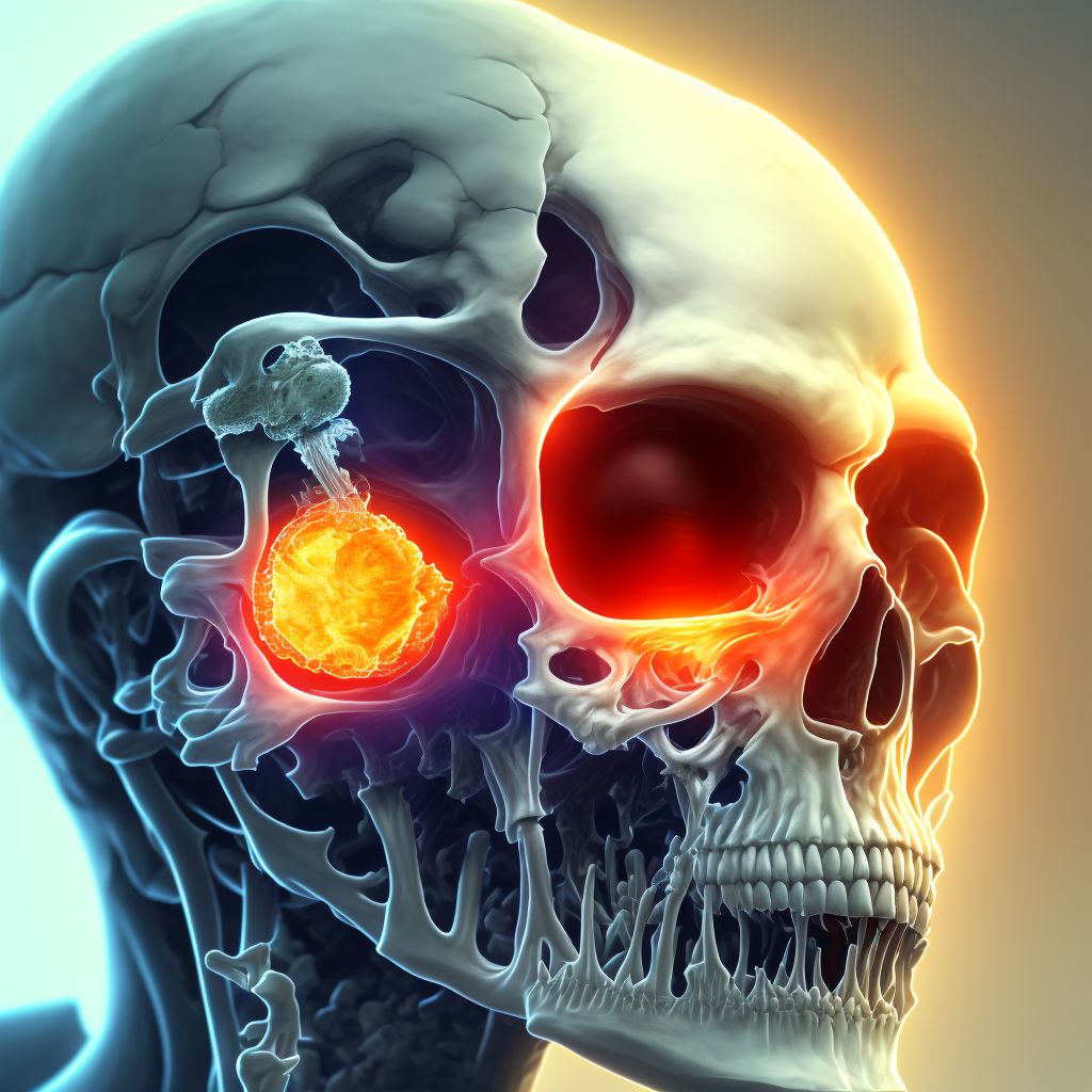 Displaced articular fracture of head of right femur, subsequent encounter for closed fracture with nonunion digital illustration