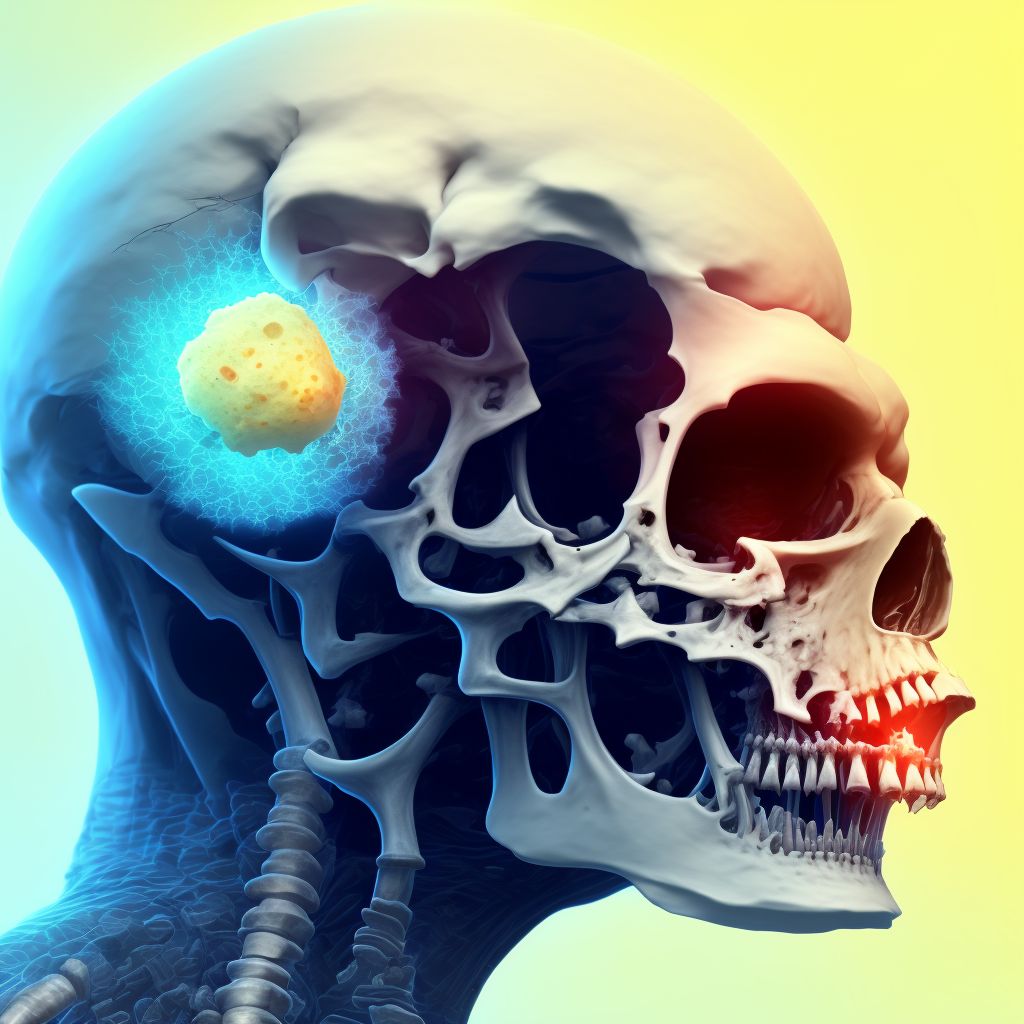 Displaced articular fracture of head of right femur, subsequent encounter for open fracture type I or II with malunion digital illustration